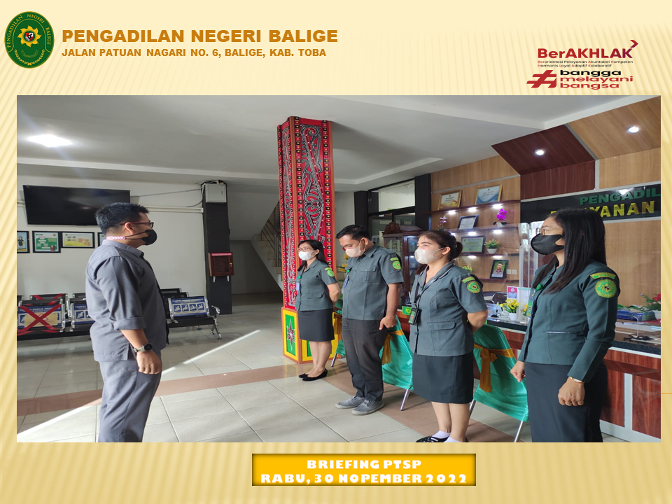 BRIEFING PTSP PENGADILAN NEGERI BALIGE, 30 NOPEMBER 2022